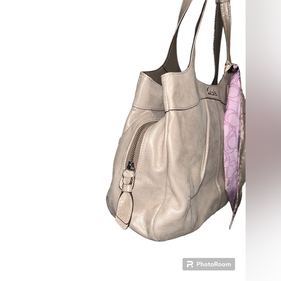 Coach Gold Metallic Shimmer Hobo Bag with Coach Twilly Size: 14 x 9 x 5 - Picture 2 of 14
